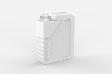 Plastik Jerrycan Yağı, Temizleyici, Deterjan, Abstergent, Sıvı Sabun, Süt, Meyve Suyu Beyaz Arkaplanda İzole Edildi. 3d illüstrasyon