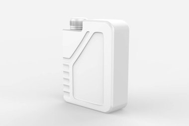 Plastik Jerrycan Yağı, Temizleyici, Deterjan, Abstergent, Sıvı Sabun, Süt, Meyve Suyu Beyaz Arkaplanda İzole Edildi. 3d illüstrasyon