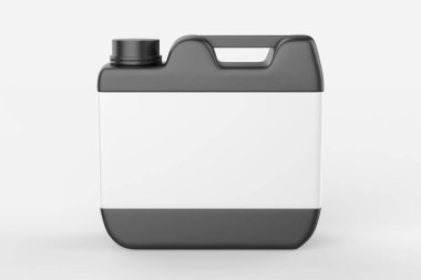 Plastik Jerrycan Yağı, Temizleyici, Deterjan, Abstergent, Sıvı Sabun, Süt, Meyve Suyu Beyaz Arkaplanda İzole Edildi. 3d illüstrasyon
