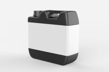 Plastik Jerrycan Yağı, Temizleyici, Deterjan, Abstergent, Sıvı Sabun, Süt, Meyve Suyu Beyaz Arkaplanda İzole Edildi. 3d illüstrasyon