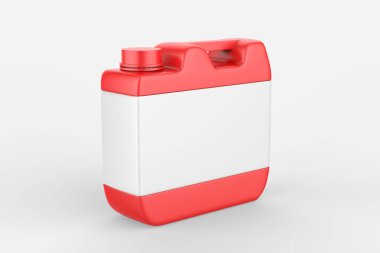 Plastik Jerrycan Yağı, Temizleyici, Deterjan, Abstergent, Sıvı Sabun, Süt, Meyve Suyu Beyaz Arkaplanda İzole Edildi. 3d illüstrasyon