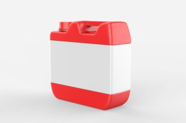 Plastik Jerrycan Yağı, Temizleyici, Deterjan, Abstergent, Sıvı Sabun, Süt, Meyve Suyu Beyaz Arkaplanda İzole Edildi. 3d illüstrasyon