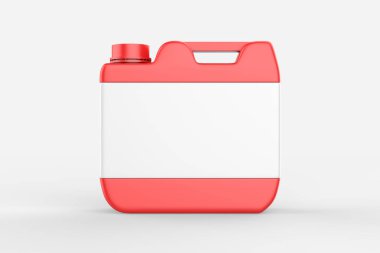 Plastik Jerrycan Yağı, Temizleyici, Deterjan, Abstergent, Sıvı Sabun, Süt, Meyve Suyu Beyaz Arkaplanda İzole Edildi. 3d illüstrasyon