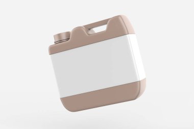 Plastik Jerrycan Yağı, Temizleyici, Deterjan, Abstergent, Sıvı Sabun, Süt, Meyve Suyu Beyaz Arkaplanda İzole Edildi. 3d illüstrasyon