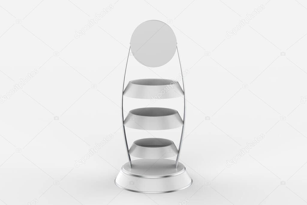 Display stand, retail display stand for product , display stands isolated on white background. 3d illustration