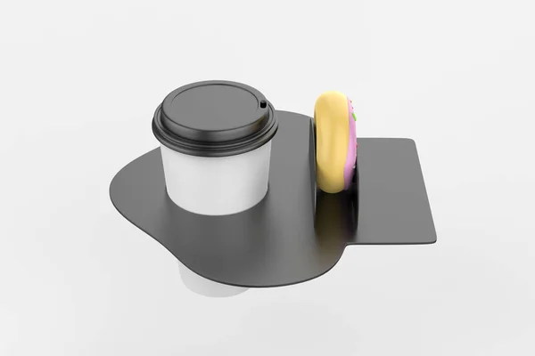 Coffee Cup Donut Holder Mockup Izolált Fehér Háttér Illusztráció — Stock Fotó