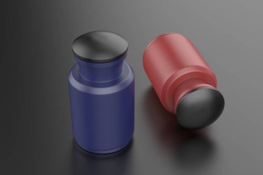 Şişe Mockup - protein, vitamin, bcaa, tabletler. Örnek tasarımlı fotoğraf gerçekçi paketleme şablonu. 3d illüstrasyon.