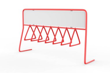 Bisiklet Rack. Bisiklet parkı için boş bir yer. Üniversite kampüsü. İzole edilmiş beyaz arka plan. 3d illüstrasyon.