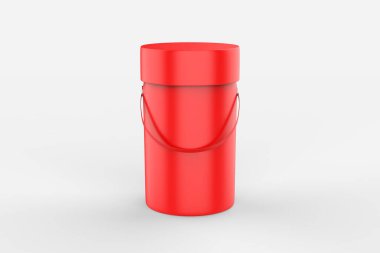 Yuvarlak karton kutu modeli beyaz arka planda izole edildi. 3d illüstrasyon