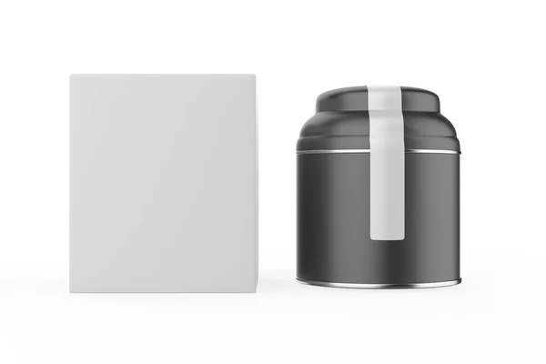 紙ラベルと白の背景に隔離されたボックスを持つストレージジャー 3Dイラスト — ストック写真