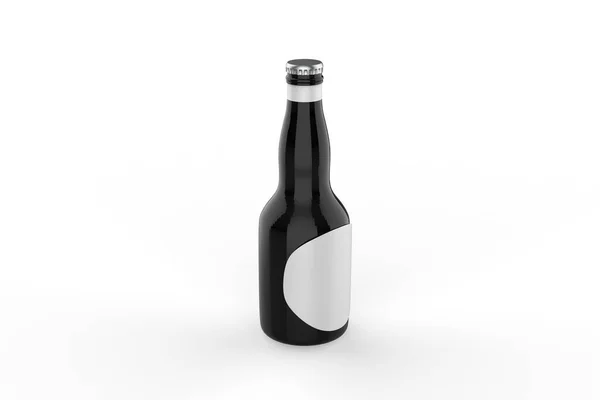 Bottiglie Birra Senza Etichette Bottiglie Isolate Fondo Bianco Falsificare Modello — Foto Stock