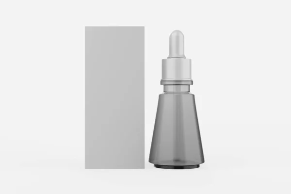 Realistyczna Butelka Kroplomierza Fiolki Kosmetykami Dla Płynnego Leku Przezroczysty Wzór — Zdjęcie stockowe