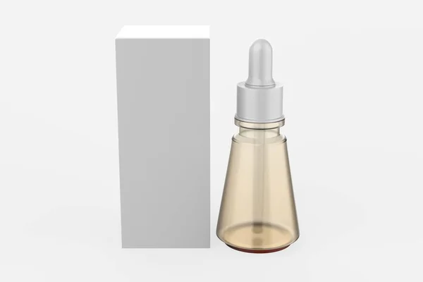 Realistyczna Butelka Kroplomierza Fiolki Kosmetykami Dla Płynnego Leku Przezroczysty Wzór — Zdjęcie stockowe