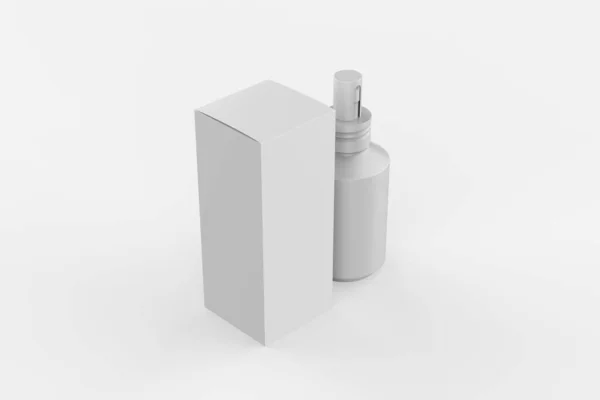 Spray Antiséptico Niebla Instantáneo Antibacteriano Botella Con Caja Aislada Sobre — Foto de Stock