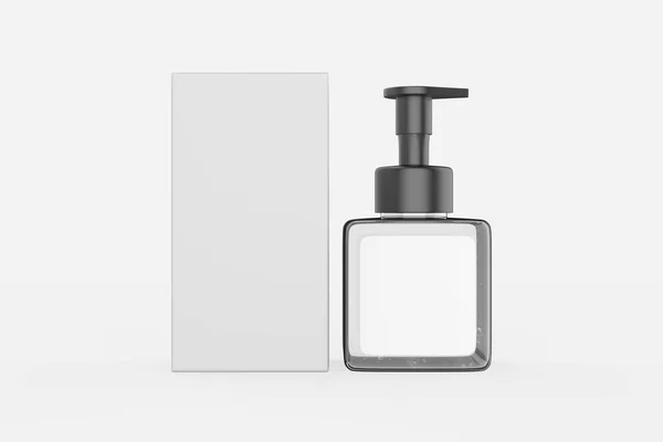 Modello Annunci Bottiglie Plastica Realistici Mockup Con Dispenser Pompa Airless — Foto Stock
