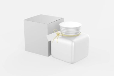 Fıstık, badem, fındık ezmeli kavanoz modeli beyaz arka planda izole edilmiş. 3d illüstrasyon