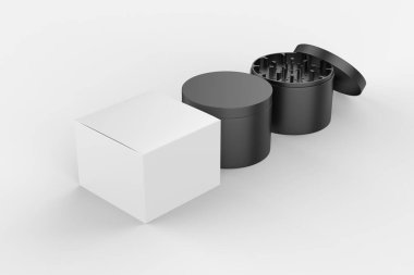 Herb Grinder Mockup beyaz arkaplanda izole edildi. 3d illüstrasyon