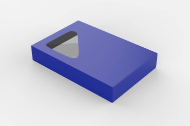 Ön şeffaf pencereli sert kutu beyaz arkaplanda izole edildi. 3d illüstrasyon