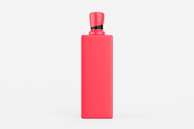 Güzellik veya sağlıklı ürün için düz vida kapaklı kare kozmetik şişe. Beyaz arka planda izole edilmiş. Paket tasarımı için hazır. 3d illüstrasyon