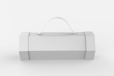 Boş Karton Altıgen Paket Kutusu, İzole Beyaz Arkaplan Şablonu. 3B Görüntü