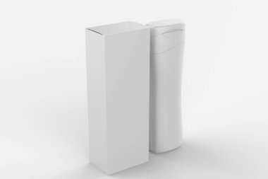 Şampuan, saç kremi ya da beyaz arka planda izole edilmiş duş jeli plastik şişe. Boş, temiz kozmetik ürünler şişelerini taklit ediyor. 3d illüstrasyon