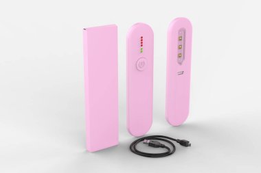 usb Taşınabilir LED Derin Ultraviyole Dezenfekte Lambası UVC Lamba Boncukları Güçlü Öldüren Batarya. 3d illüstrasyon