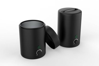 usb elektrikli balmumu ısıtıcı, beyaz arka planda izole edilmiş tahta kalaslarda balmumu ısıtıcı. 3d illüstrasyon