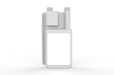 Plastik Dozaj Şişe Mockup beyaz bir arka planda izole. 3d illüstrasyon