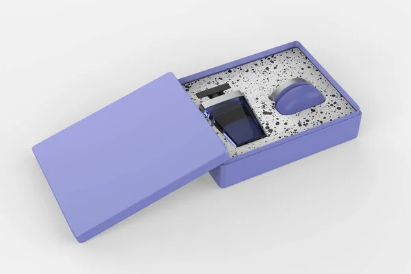 Boş kozmetik hediye seti markalaşma için, 3D illüstrasyon.