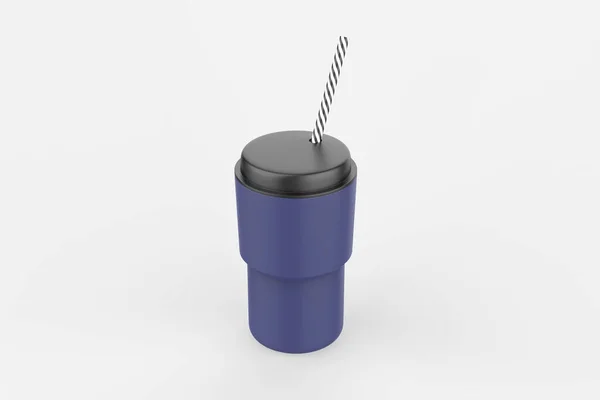 Tasse Café Avec Paille Mockup Isolé Sur Fond Blanc Illustration — Photo