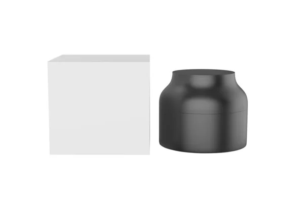 Cosmetische Pot Met Verpakking Doos Mock Geïsoleerd Witte Achtergrond Illustratie — Stockfoto