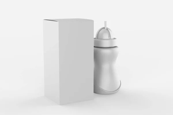 Bottiglia Latte Contenitore Plastica Nutrizionale Neonato Latticini Isolato Uno Sfondo — Foto Stock