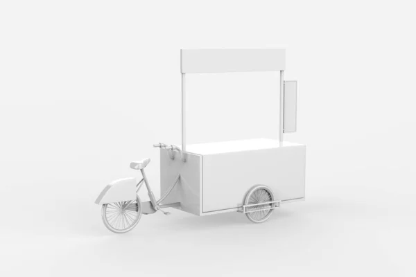 Straat Voedsel Fiets Food Trolley Cart Een Witte Achtergrond Illustratie — Stockfoto