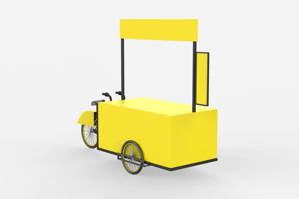 Straat Voedsel Fiets Food Trolley Cart Een Witte Achtergrond Illustratie — Stockfoto