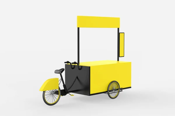 Straat Voedsel Fiets Food Trolley Cart Een Witte Achtergrond Illustratie — Stockfoto