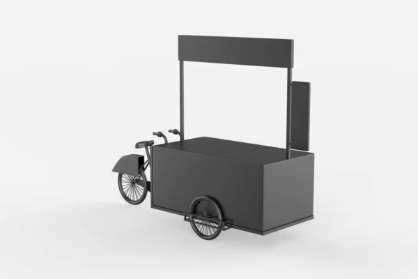 Straat Voedsel Fiets Food Trolley Cart Een Witte Achtergrond Illustratie — Stockfoto