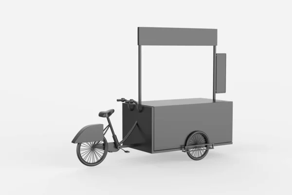 Straat Voedsel Fiets Food Trolley Cart Een Witte Achtergrond Illustratie — Stockfoto