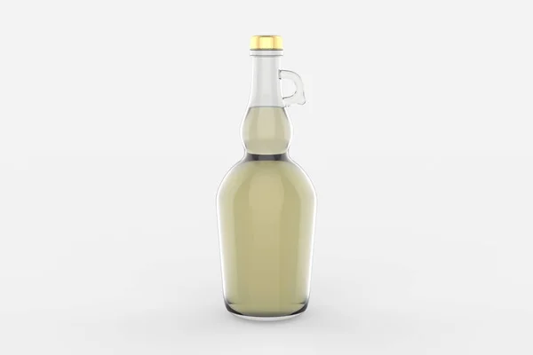 750 Прозрачного Стекла Оливкового Масла Бутылки Макет Изолированный Белый Фон — стоковое фото