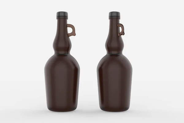 750Ml Átlátszó Üveg Olívaolaj Palack Mockup Izolált Fehér Háttér Illusztráció — Stock Fotó