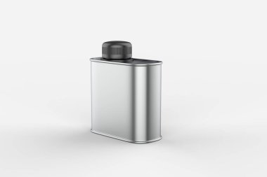 Kuru ürünler için boş uzun teneke kutu yiyecek kabı - çay, kahve, şeker, şeker, baharat. Gerçekçi ambalaj şablonu oluşturur. 3d illüstrasyon.