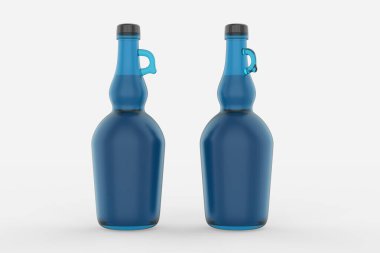 750 ml Temiz Cam Zeytinyağı Şişe Mockup izole beyaz arka plan. 3d illüstrasyon