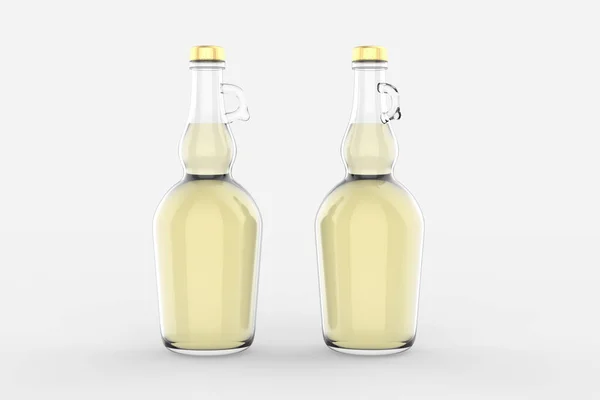 750Ml Átlátszó Üveg Olívaolaj Palack Mockup Izolált Fehér Háttér Illusztráció — Stock Fotó