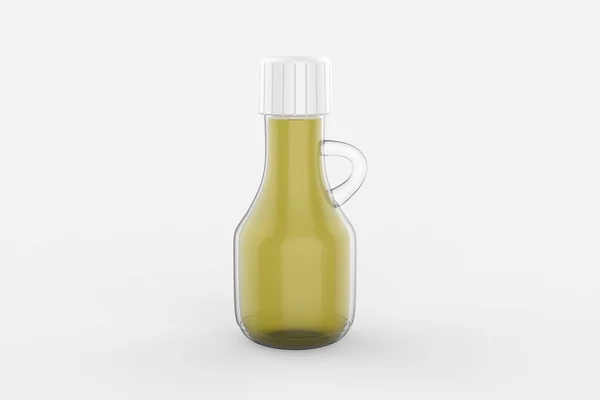Small Clear Glass Olive Oil Bottle Mockup Isolated White Background — Stock Photo, Image