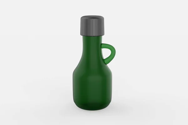 Μικρό Σαφές Γυάλινο Μπουκάλι Λάδι Ελιάς Mockup Απομονωμένο Λευκό Φόντο — Φωτογραφία Αρχείου