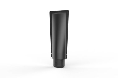 Kozmetik ürünleri için beyaz arka planda izole edilmiş boş plastik tüp modeli. Tasarım, reklam, tanıtım vesaire için kullanılabilir. 3d illüstrasyon