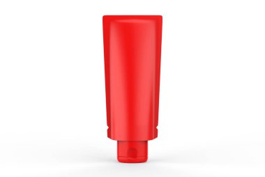 Kozmetik ürünleri için beyaz arka planda izole edilmiş boş plastik tüp modeli. Tasarım, reklam, tanıtım vesaire için kullanılabilir. 3d illüstrasyon