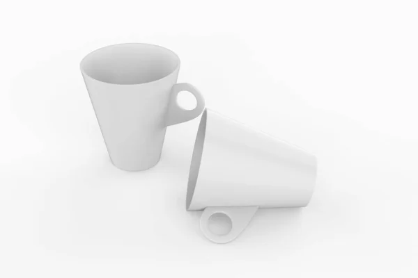 Twee Metallic Cups Mockup Geïsoleerd Witte Achtergrond Illustratie — Stockfoto