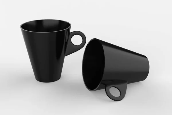 Két Metallic Cups Mockup Izolált Fehér Alapon Illusztráció — Stock Fotó