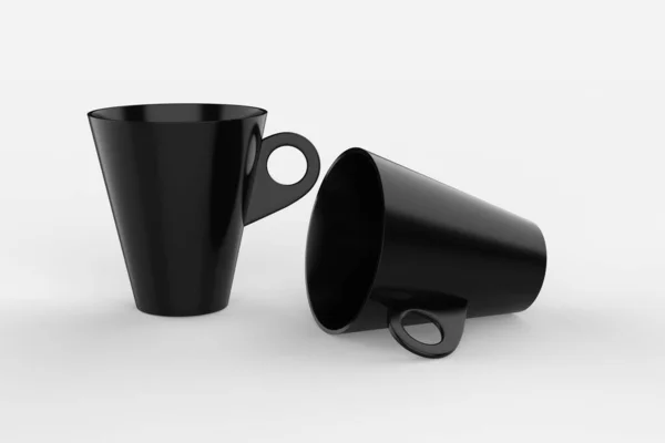 Twee Metallic Cups Mockup Geïsoleerd Witte Achtergrond Illustratie — Stockfoto