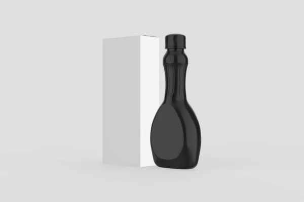 Mockup Sirup Botol Plastik Glossy Diisolasi Pada Latar Belakang Putih — Stok Foto